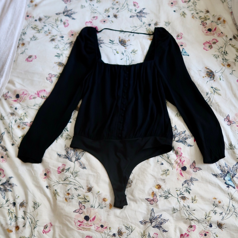 AFRM Nordstrom Black Blouse Bodysuit M
